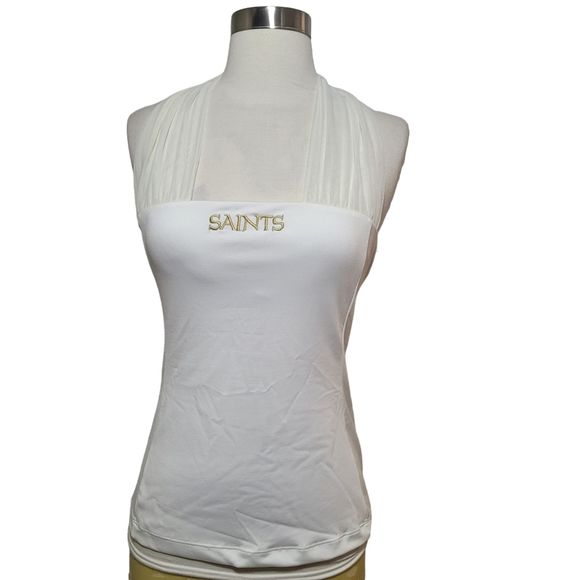 All Sport Couture White New Orleans Saints Football Fan Gear Halter Top Size XS - Picture 1 of 8